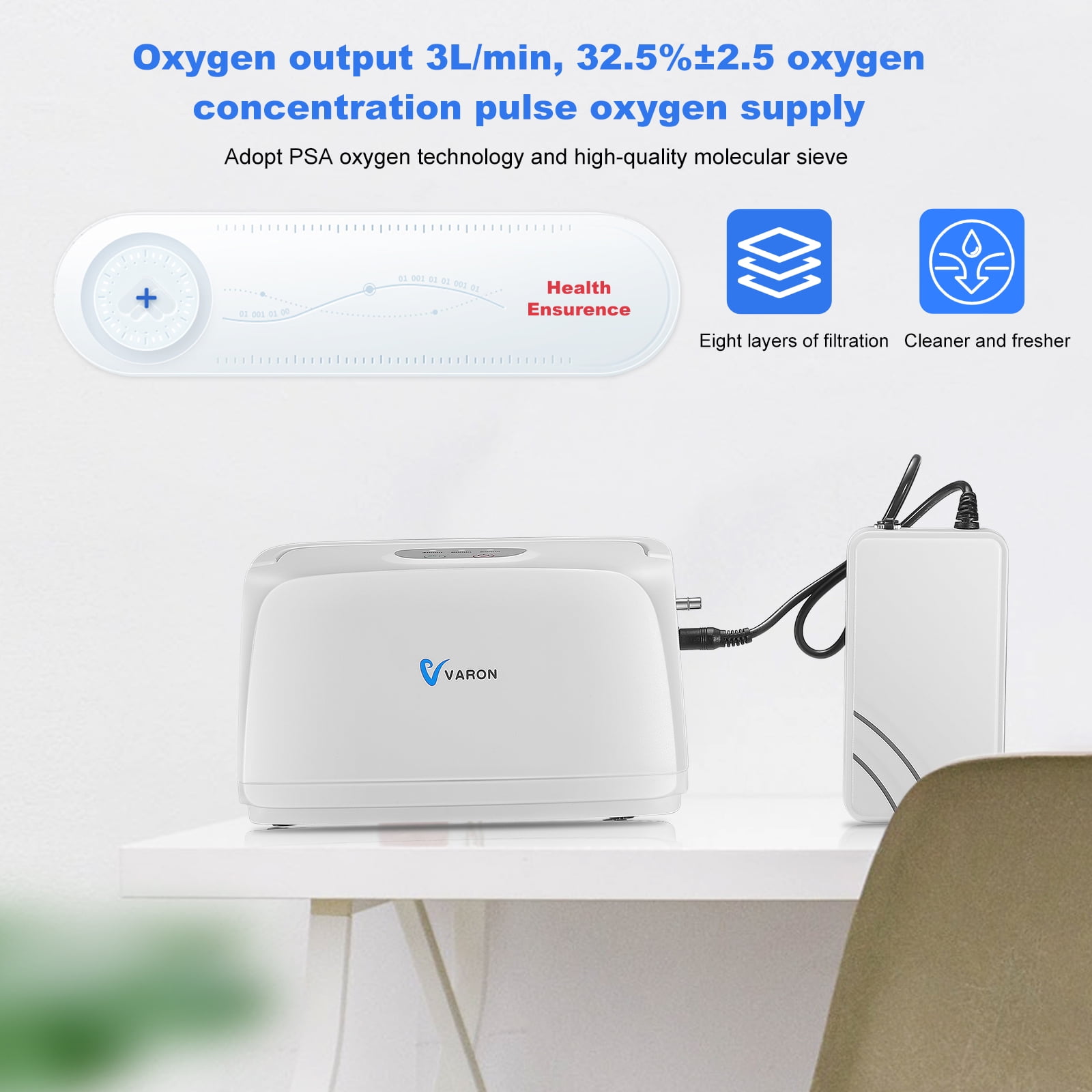 Diosmio Portable 1~3L/M& MINI Portable Oxygen Generator-Tube for Travel Use&C