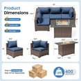 thumbnail image 4 of ELPOSUN 5 Pieces Patio Furniture Set All Weather Outdoor Sectional Sofa, Outdoor Modern Sectional Furniture Wicker Couch with Fire Pit Table, Thicken Navy Blue Cushions, Water Resistant, 4 of 6