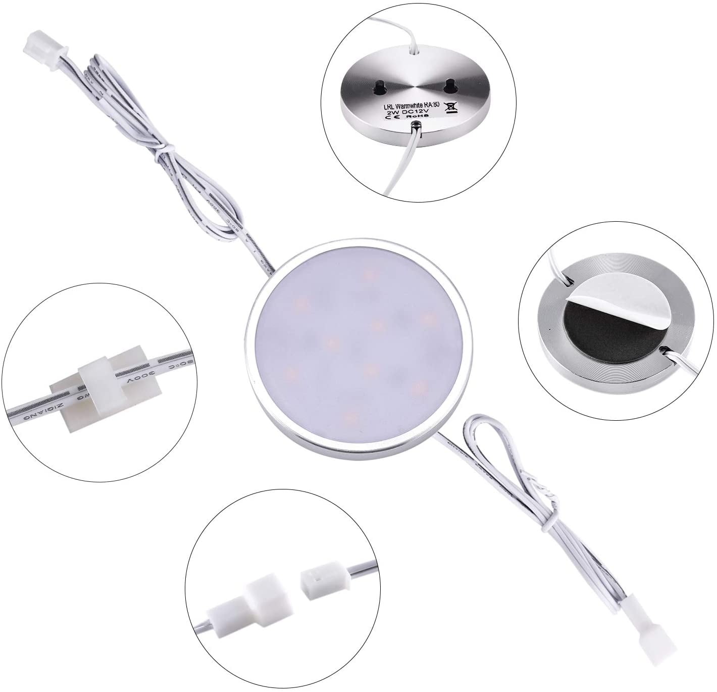 Antoten 2.4-Inch Dimmable LED Under-Cabinet Lights, 10-Count, Warm White