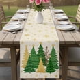 thumbnail image 5 of Green Christmas Tree Table Runner 72 Inches, Golden Xmas Tree Winter Snowflake Rustic Bed Runner Dresser Scarves Tabletop for Indoor Outdoor Parties/Ceremony/Banquet, 14" x 72", 5 of 8
