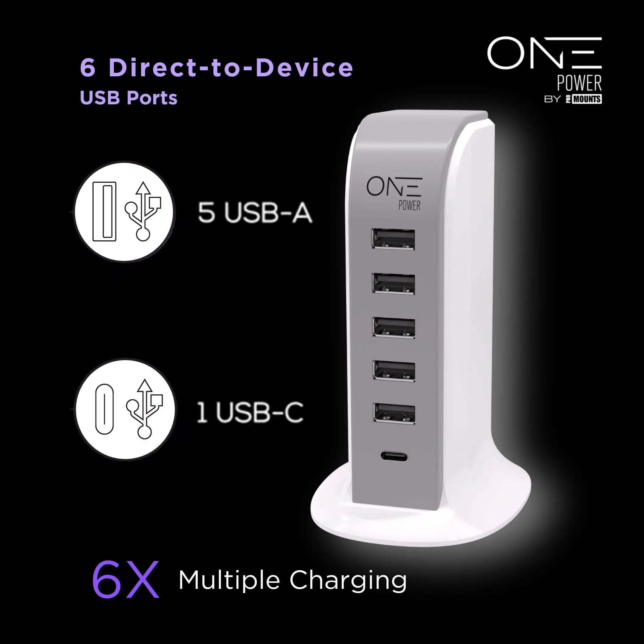 Promounts 6-Port USB-C Hub with Power Cable