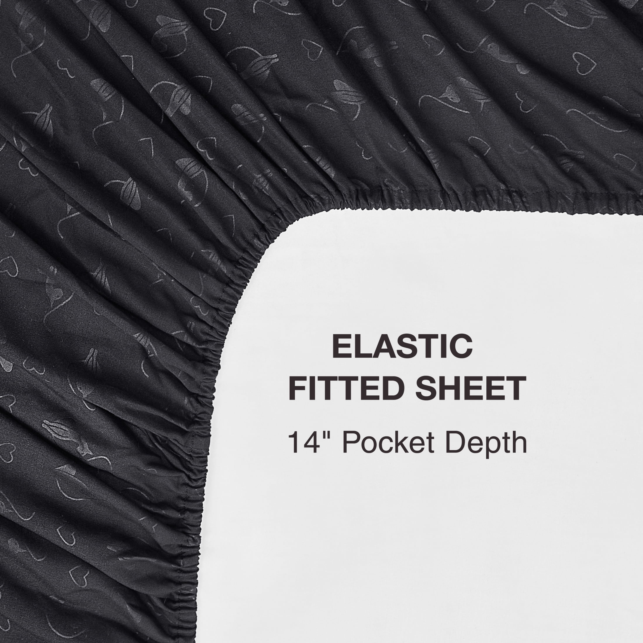 Baby Phat Embossed Microfiber Sheet Sets With Extra Pillowcases, 6-Piece Queen, Black