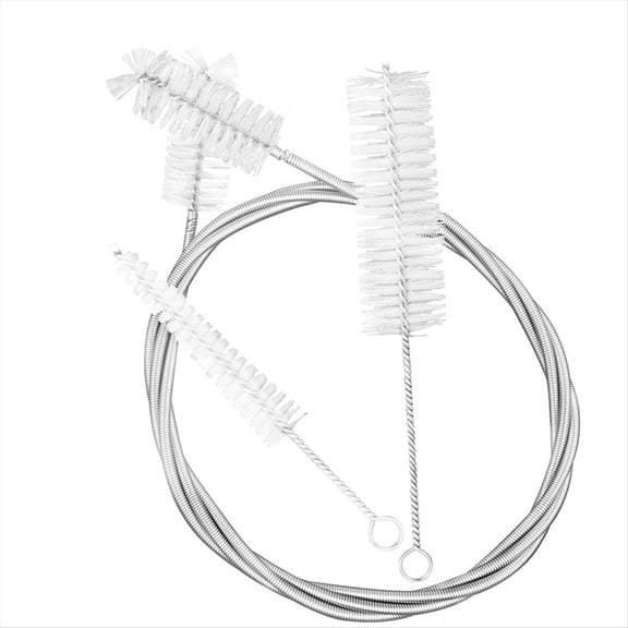 3Pcs French Horn Trombone Trumpet Cleaning Set Stainless Steel Nylon Brush Musical Instrument Cleaning Brush,3 x brush,White