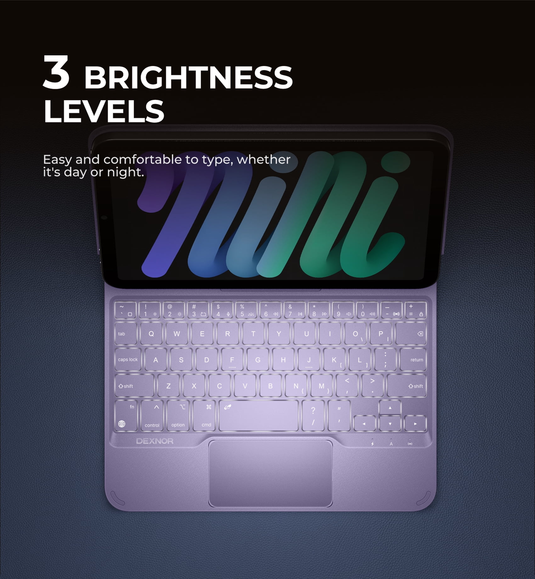 Dexnor for iPad mini 7 (A17 Pro)/Mini 6 Case with Keyboard, Magnetic Floating Cantilever Stand with Trackpad Pencil Holder Backlit Keyboard Case for iPad mini 7th(2024)/6th (2021) Generation, Purple