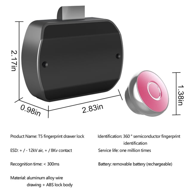 Office Furniture Storage Cabinet Fingerprint Cabinet Lock, Smart Biometric Cabinet Lock, Home & Office Hidden File Cabinet Locks, Usb Rechargeable Keyless Furniture Drawer Lock