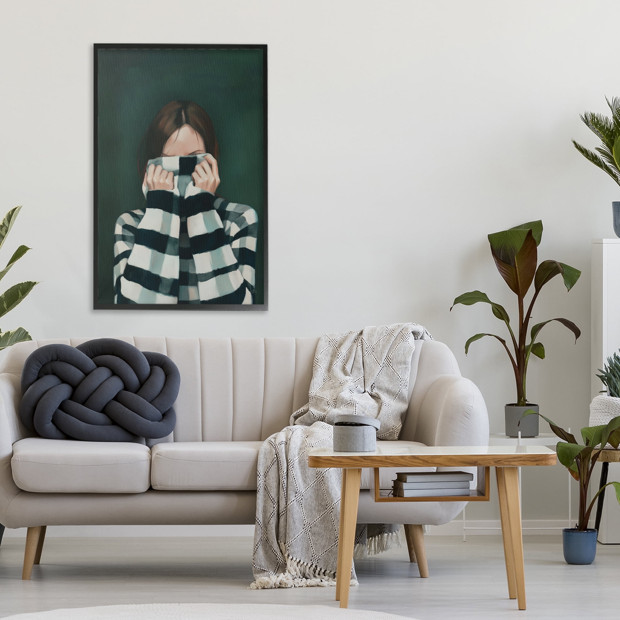 Stupell Industries Warmed Striped Sweater Portrait Black Framed Giclee Art, design by Ros Ruseva