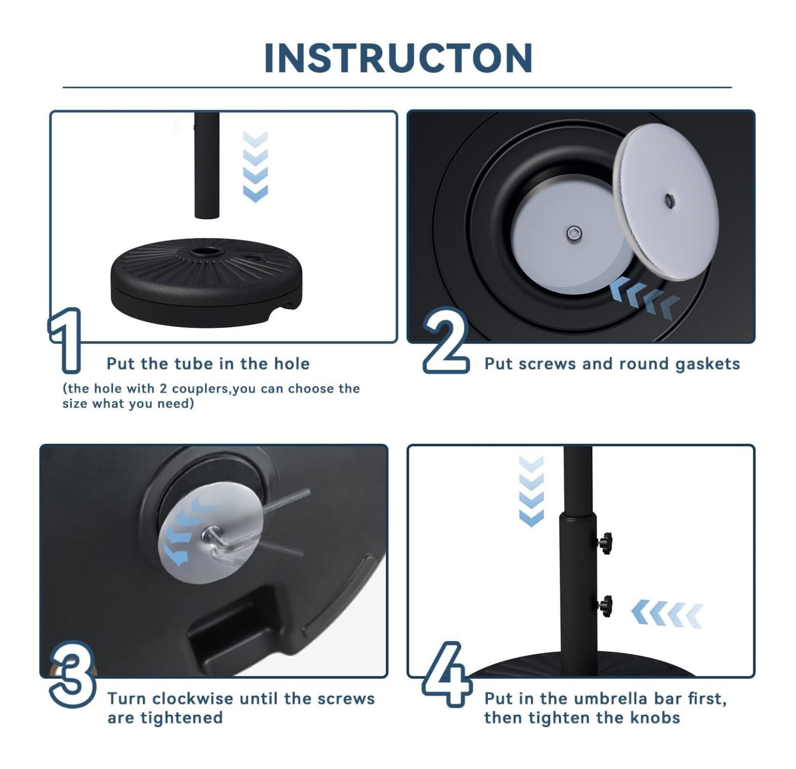 82lb Capacity Outdoor Umbrella Base Water Filled Stand, Patio Umbrella Base Stand, Patio Outdoor Heavy Duty Umbrella Holder Stand (Black)