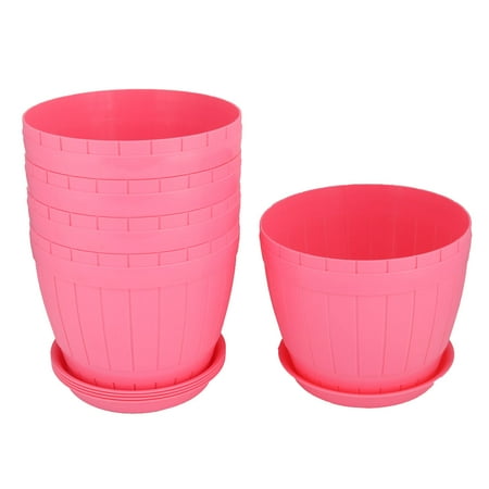 Aloe Seed - Home Parterre Plastic Round Aloes Flower Seed Pot Holder Container Hot Pink 5pcs