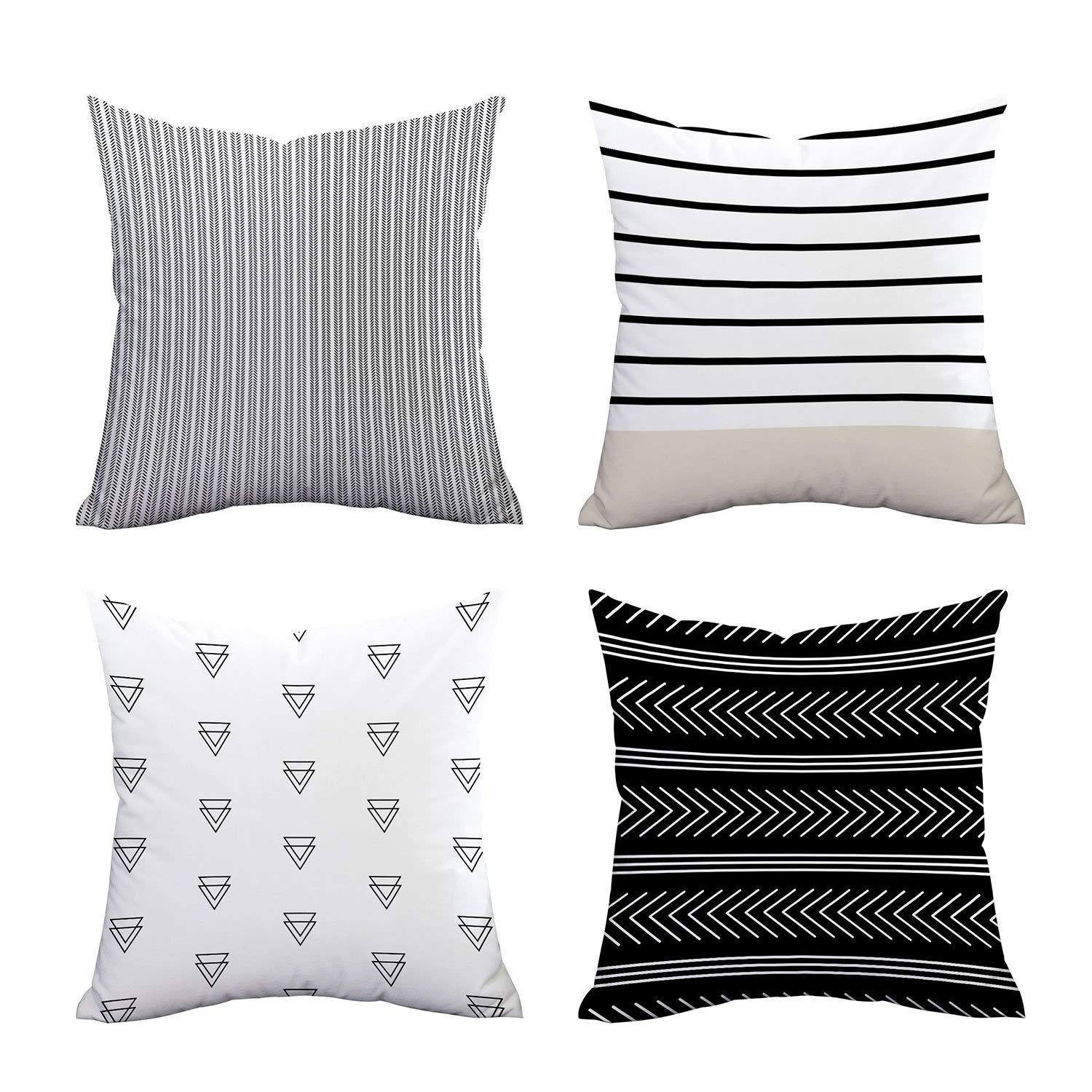 Wendana Pillow Covers Set of 4 Stripe Pattern Throw Pillow Case Daily
