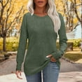 thumbnail image 6 of BiZtdJrK Womens Ribbed Knit Sweaters Solid Casual Button Cuffs Long Sleeve Shirts Fashion Clothing Tunics or Tops Wear with Leggings, Army Green, XXL, 6 of 7