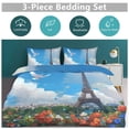 thumbnail image 5 of 3 Pcs Soft Bedding Set, Includes 1 Duvet Cover with Zipper And 2 Pillow,Shams Eiffel Tower Queen(90"×90"), 5 of 8