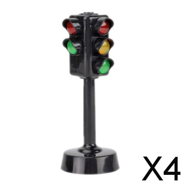 4xMini señales de tráfico modelo de luz con música LED educación niños juguetes negro 4 piezas