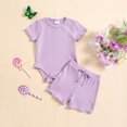 thumbnail image 2 of Tkrady Baby Outfits for Girl Summer Casual Crewneck Short Sleeve Solid Tops and Shorts Set, Sizes 0-18 Months, 2 of 7