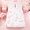thumbnail image 5 of meiyoeat Pink Coastal Sketch Pattern Bed Sheets,Marine Navigation Theme Full Size Sheets For Girl,4 Pieces,1 Flat Sheet,1 Fitted Sheet and 2 Pillowcases, 5 of 6