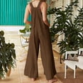 thumbnail image 6 of Baqcunre Rompers for Women 2023 Overalls Loose Sleeveless Adjustable Straps Wide Leg Jumpsuit with Pockets Pants for Women Jumpsuits for Women Overalls for Women Loose Fit Womens Clothes Brown M, 6 of 8