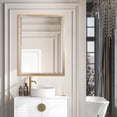 thumbnail image 3 of Two-Toned Brushed Brass and Chrome Metal Framed Beveled Edge Wall Vanity Mirror, 3 of 8