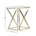 thumbnail image 4 of DecMode 14" x 24" Gold Metal Geometric Accent Table with Marble Top, 2-Pieces, 4 of 13