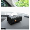 thumbnail image 2 of Porta pañuelos de cuero para automóvil, caja de pañuelos colgante para reposacabezas del asiento trasero del automóvil, soporte de papel de seda multiusos para automóvil y camión (negro), 2 piezas, 2 of 5
