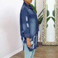 thumbnail image 7 of Women's Wash Cropped Denim Jacket Button Down Long Sleeve Distressed Casual Outerwear Coat for Daily Street Style, 7 of 7