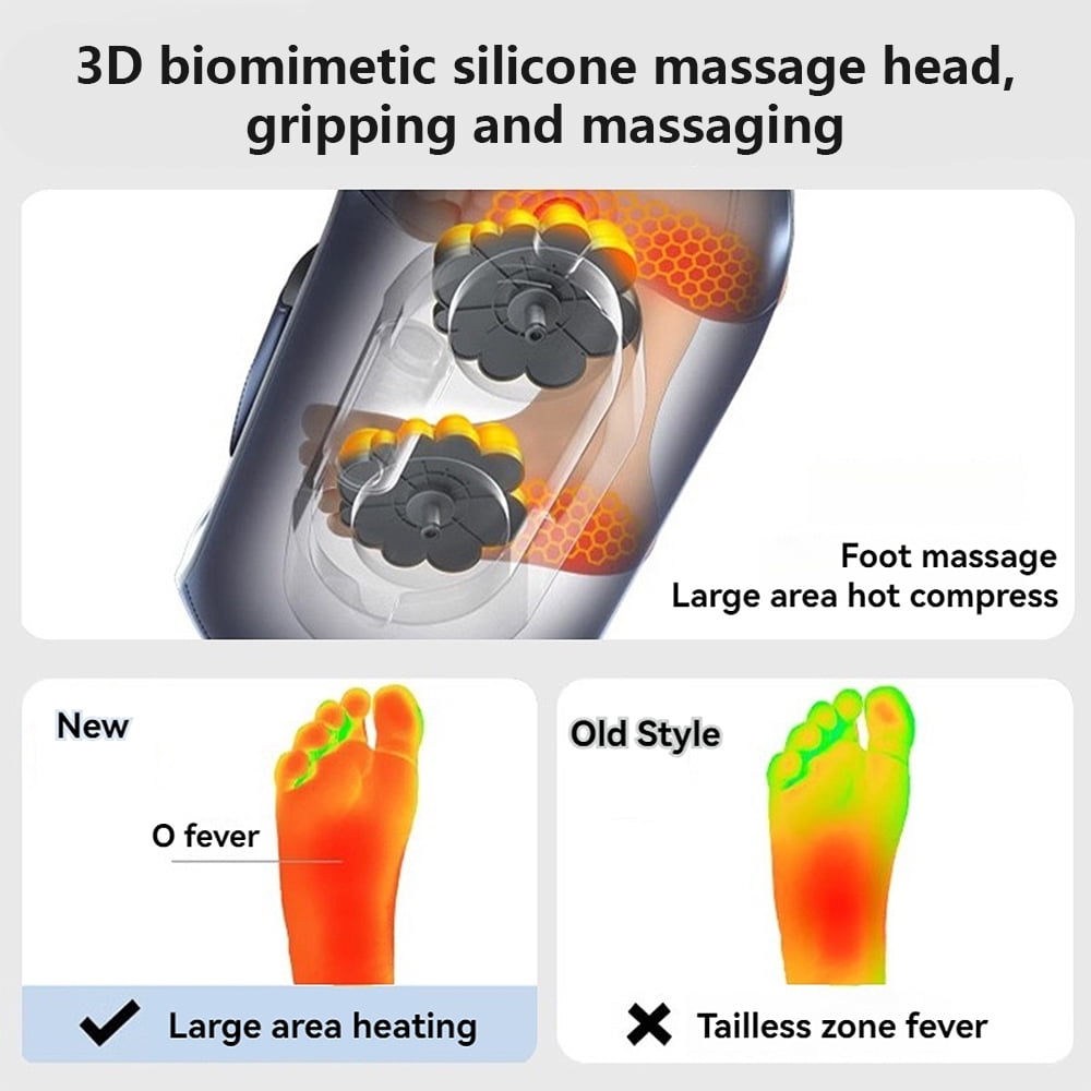 Leg & Foot Massager w/ Heat & 3D Kneading, Rectangular for Home, Office, Travel (Blue)