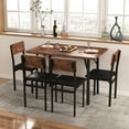 thumbnail image 4 of Gymax 5-Piece Dining Set for 4 47'' Round Kitchen Table 4 Stools w/ Wooden Tabletop, 4 of 10
