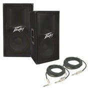 (2) Peavey PV 112 Pro Audio DJ Passive 12" 2-Way 800 Watt Speaker & 1/4" Cables