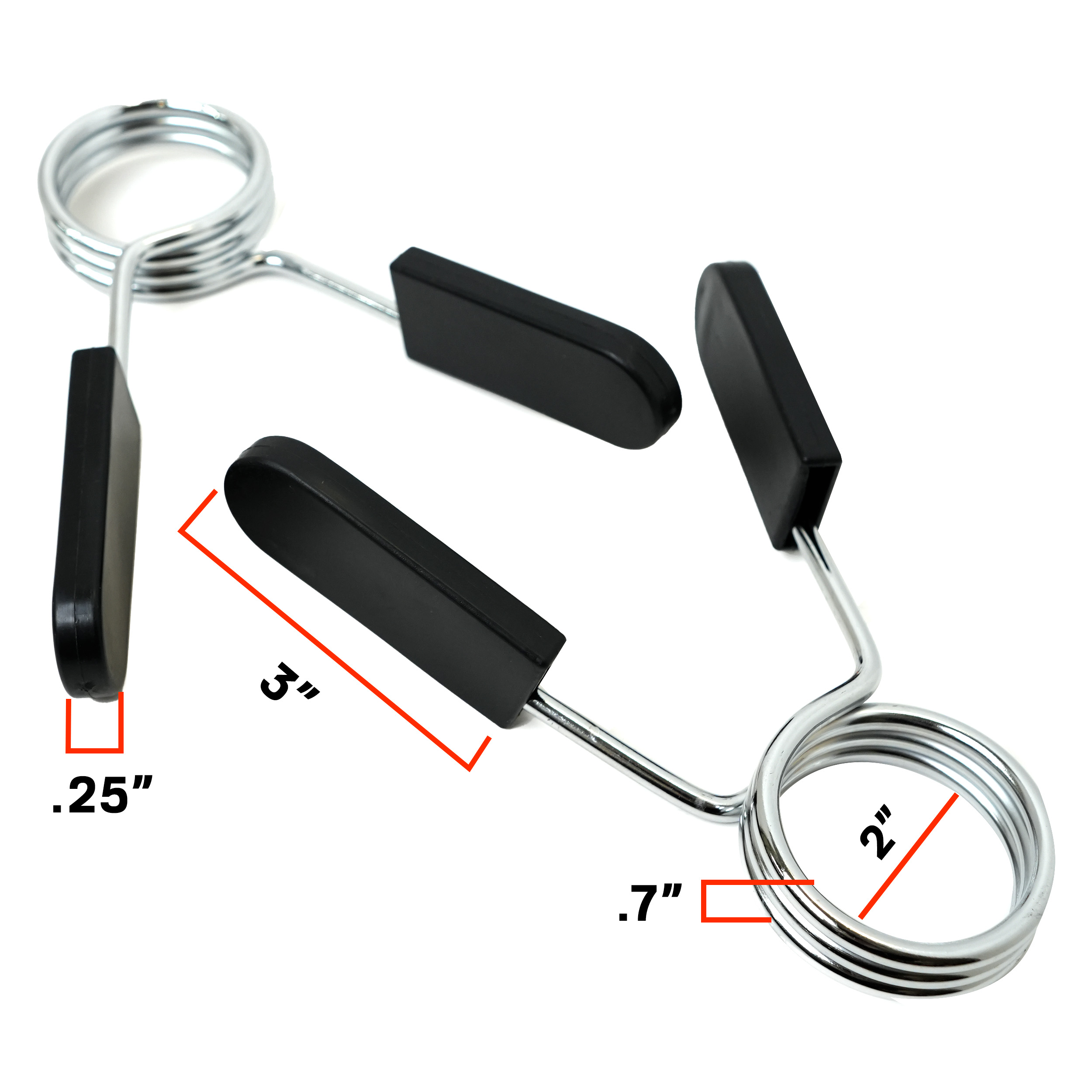 PRCTZ 2 inch Olympic Barbell Spring Collar 2-Pack, Chrome & Black