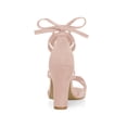 thumbnail image 4 of BLISSFUL STEP Women's Open Toe Lace-Up High Block Heeled Sandals Dust Pink (Size 11.5), 4 of 7