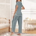 thumbnail image 6 of Censtreet Women's Striped Pajamas Suit for Women,Soft Two-Piece Short-Sleeved Sleepwear,Side-Slit Casual Nightwear Pjs Suit, 6 of 8