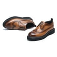 thumbnail image 2 of Santimon Brown Dress Shoes for Men Thick Sole Wingtip Derby Shoes Formal Business Oxford Shoes US 8, 2 of 8