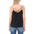 thumbnail image 5 of MixMatchy Women's Sexy Solid V-Neck Back Cross Strap Woven Chiffon Cami Top, 5 of 6