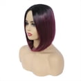 thumbnail image 2 of Peluca de Moda Pelo Corto Color con Raya Media Cabeza Bob Fibra QuíMica Seda de Alta Temperatura Peluca para Mujer Cubierta de Cabeza,D, 2 of 5