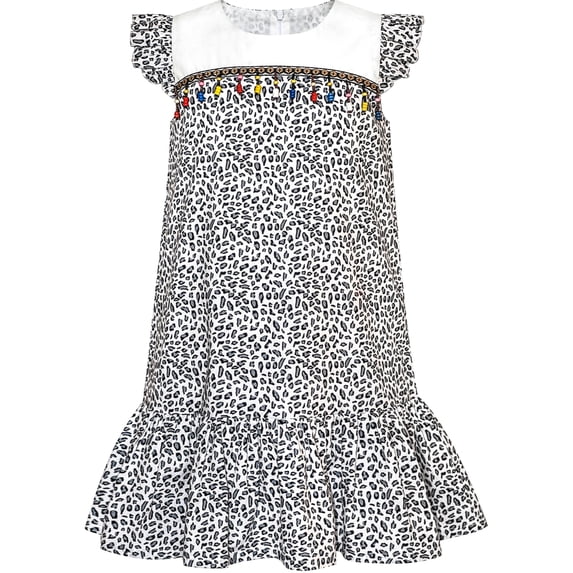 Girls Dress Ruffle Skirt Leopard Print Black And White 5 Years