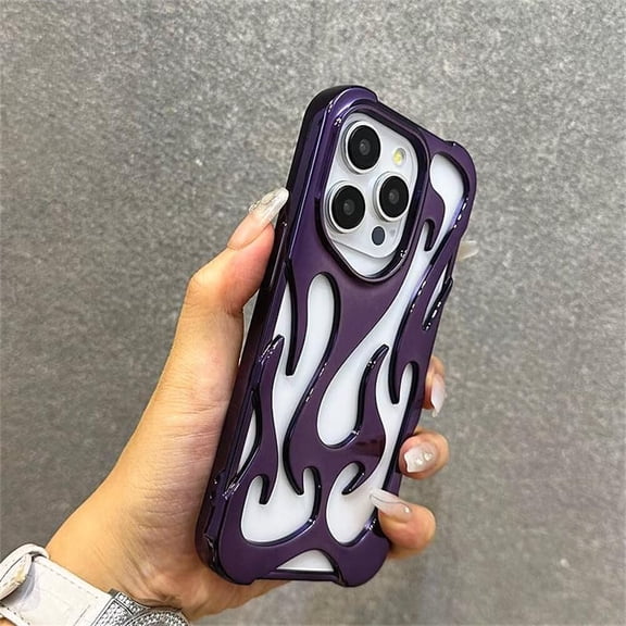 Case For Galaxy S22,Luxury Electroplate Glossy Flame Shape Hollow Heat Dissipation Fashion Unique Protection Shockproof Women Girls Phone Case For Samsung Galaxy S22 5G,6.1 inch 2022 (Purple)