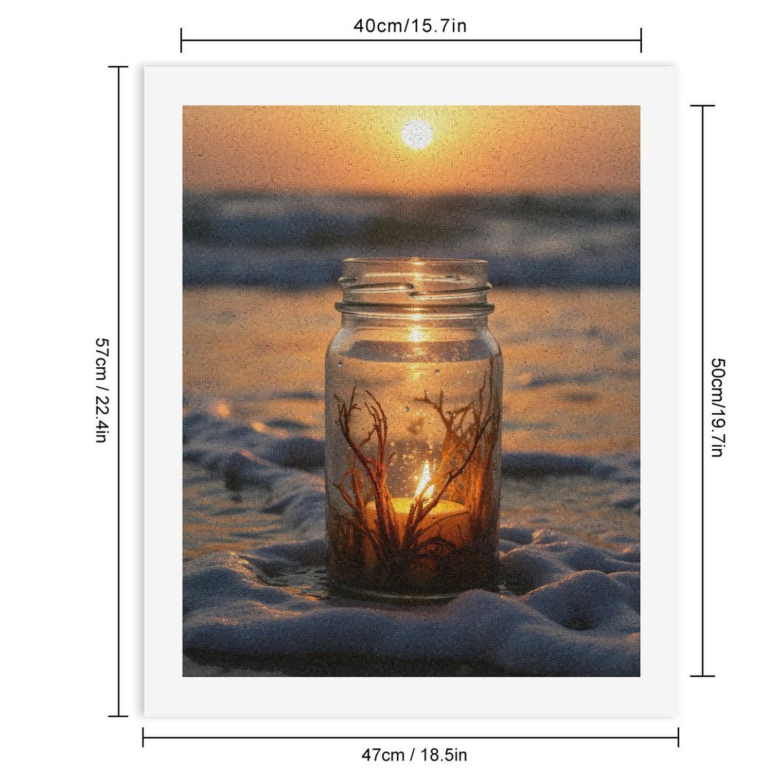 Paint By Numbers Kit for Adults Beginner - DIY Sunset Candle Beach Scene Canvas Painting Kits for Adults, Frameless Paint By Number for Adults for Home Wall Decor 16x20 Inch