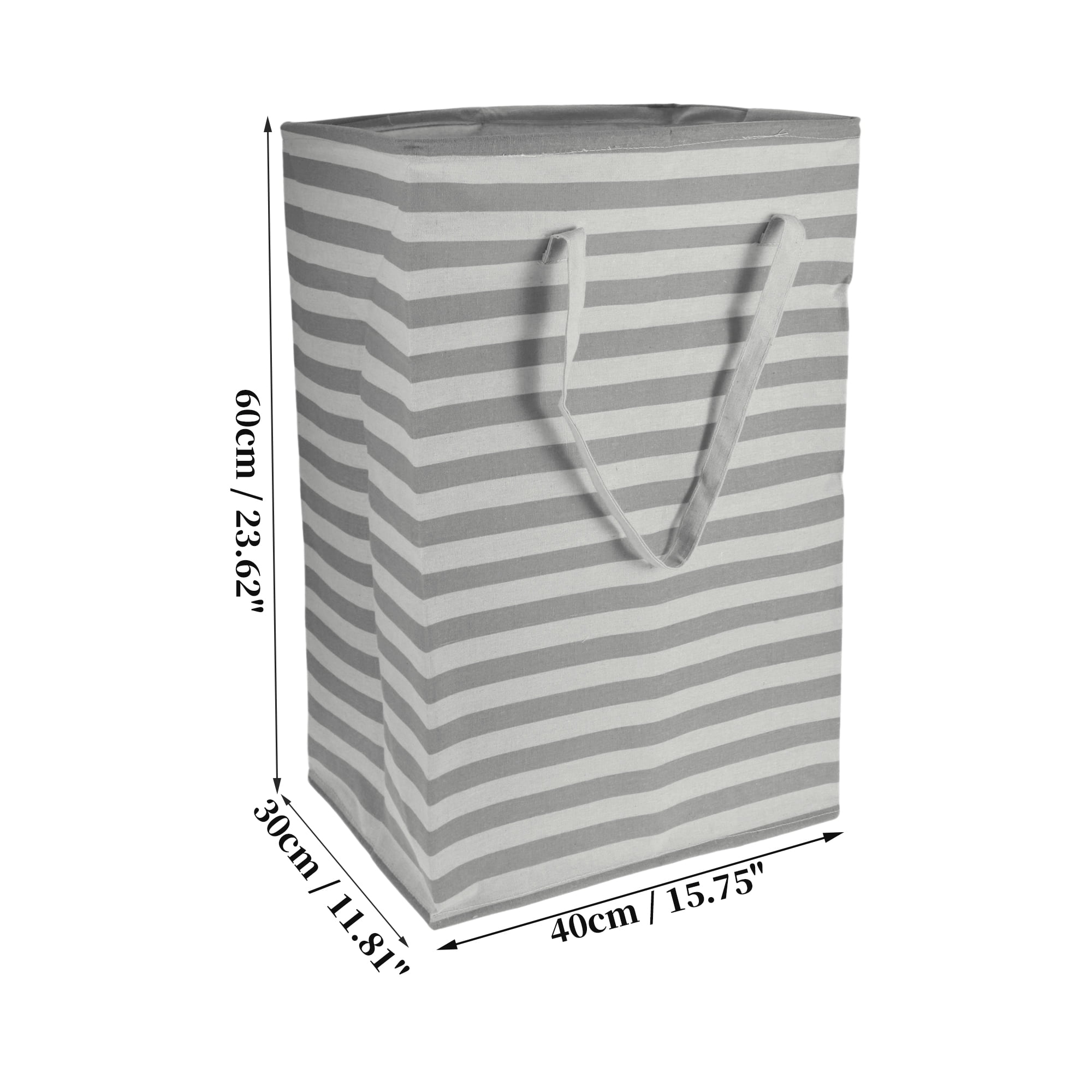 Unique Bargains Laundry Basket, Foldable Laundry Hamper with Handles White Gray