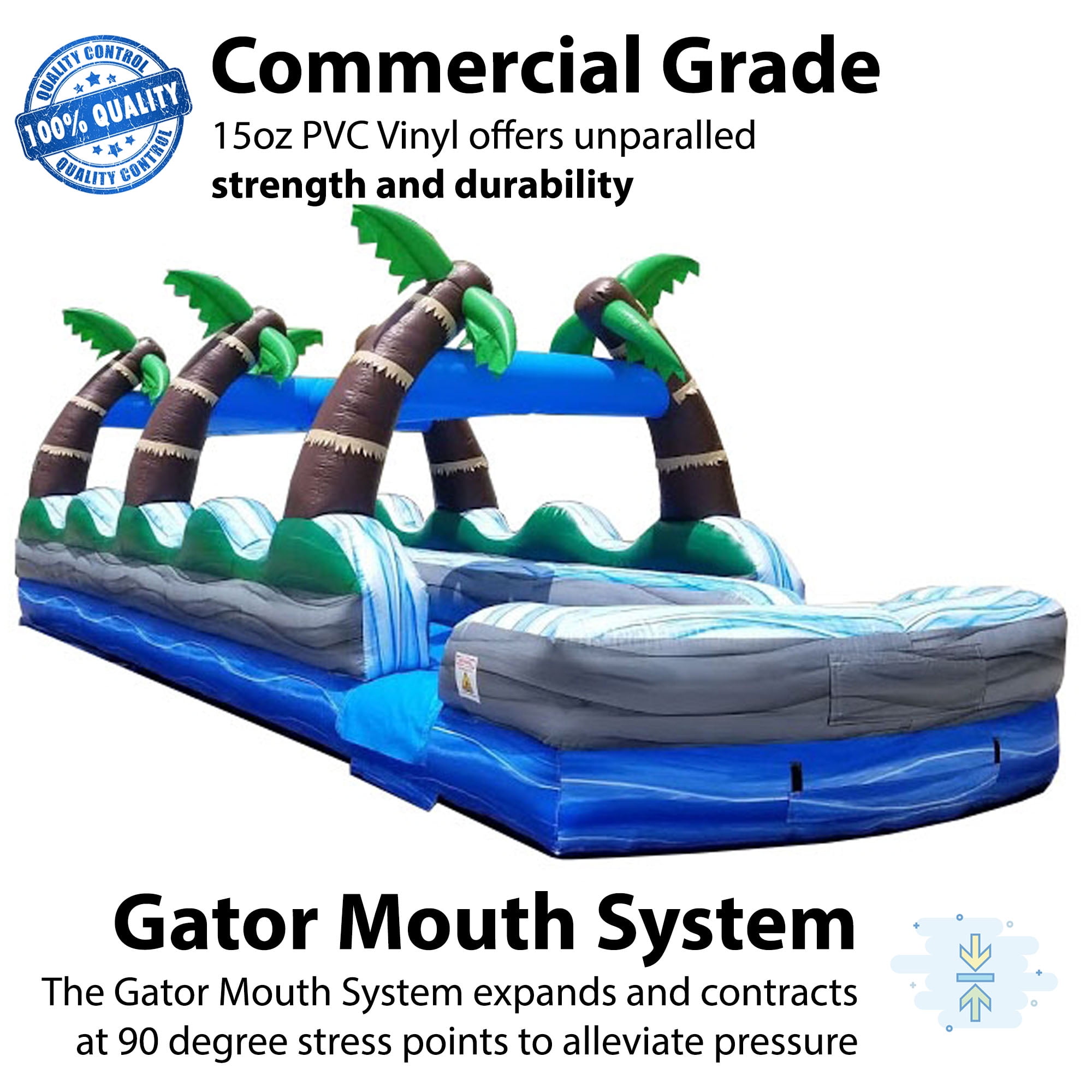 TentandTable Commercial Inflatable Splash and Ride Waterslide, Tropical Marble Dual Lane with Blower, 35'