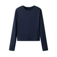 thumbnail image 5 of Blue Women's Long Sleeve T-shirt, Women'S Long Sleeve Shirts Crew Neck Slim Fit Going Out Tops Basic Tees Barely There,Women's Long sleeve T-shirt L, 5 of 9