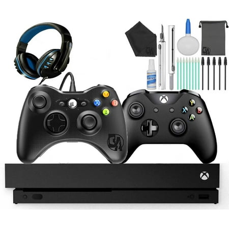 Microsoft Xbox One X 1TB Gaming Console Black with 2 Controller Headset Cleaning Kit