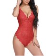thumbnail image 1 of Lencería sexy de talla grande con tirantes, multicolor, escote en V profundo, transparente, de una pieza en el interior, 1 of 6
