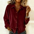 thumbnail image 2 of Lenpel Button down Shirts for Women Trendy Long Sleeve Collared Corduroy Tops Dressy Casual Blouses Loose Fashion Jackets(Wine,X-Large), 2 of 7