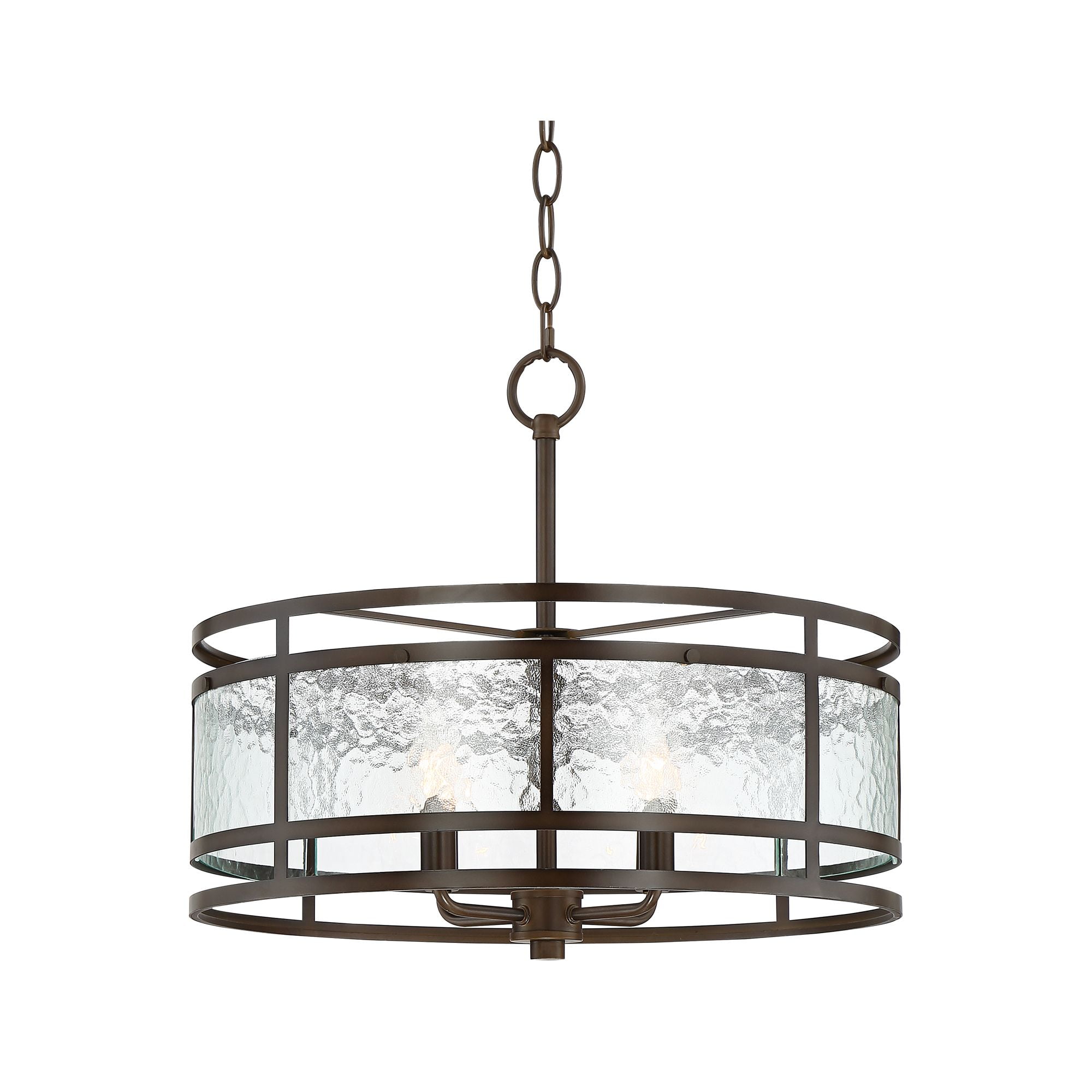 Franklin Iron Works Edinger Oil Rubbed Bronze Pendant Chandelier 20" Wide Rustic Clear Waterglass Textured Shade 4-Light Fixture for Dining Room House