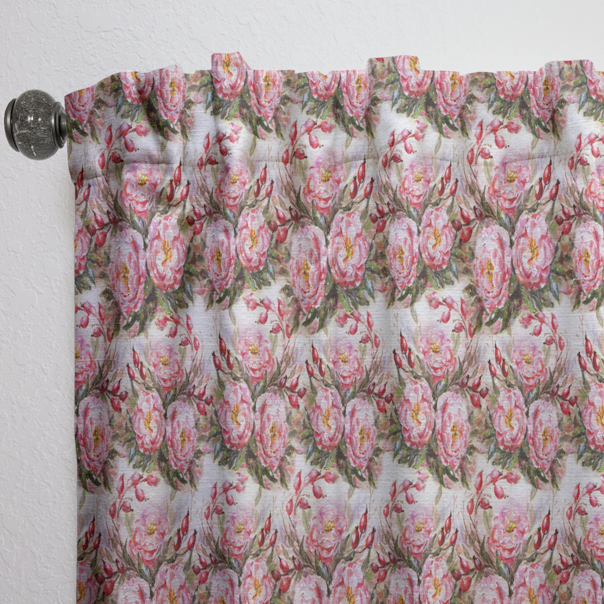 Designart 'Blossom Pink I' Floral Curtain Panel