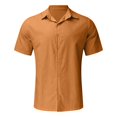thumbnail image 4 of XDZJLR Chemises pour Hommes Été Hawaii Uni Manches Courtes Double Poche Col Rabattu Boutons Hauts, 4 of 5