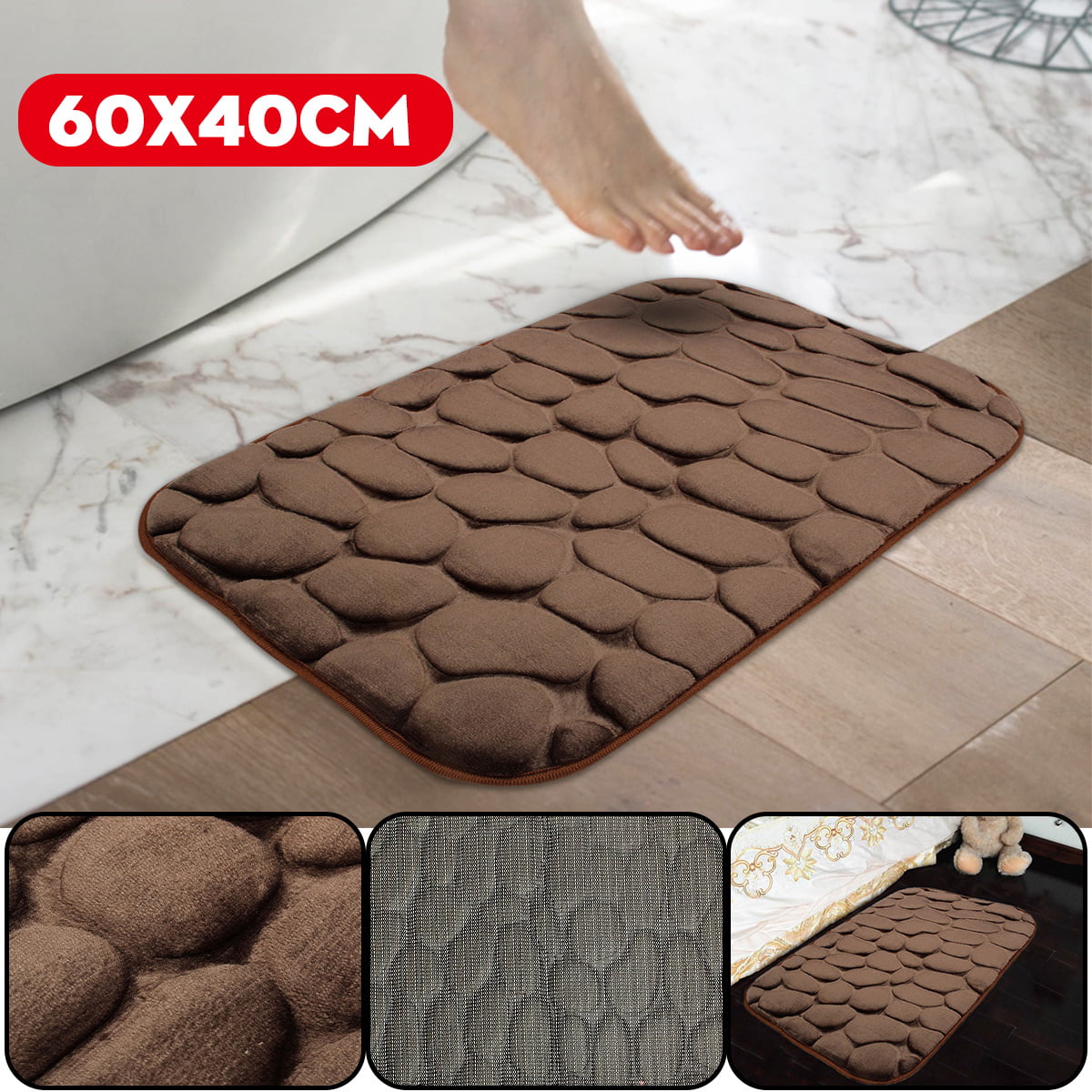 40cm*60cm Absorbent Bathroom Bedroom Floor Non-slip Mat Memory Foam Bath Rug New 