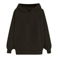 thumbnail image 6 of Kmdttou Women's Oversized Hoodies Fleece Sweatshirts Long Sleeve Casual Loose Solid Color Long Sleeved Round-neck Hooded Sweatshirt Tops on Clearance!, 6 of 6