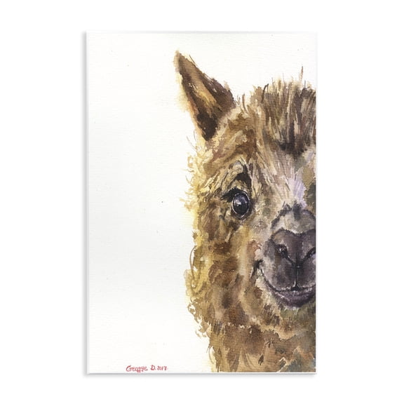 Stupell Industries Rustic Lodge Baby Llama Head Watercolor Wall Plaque Art, 10 x 15, by George Dyachenko