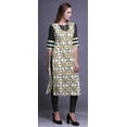 thumbnail image 3 of Bimba Long Kurti Droit pour Femmes Imprimé Indien Rayonne Slub Tunique Manches 3/4, 3 of 6