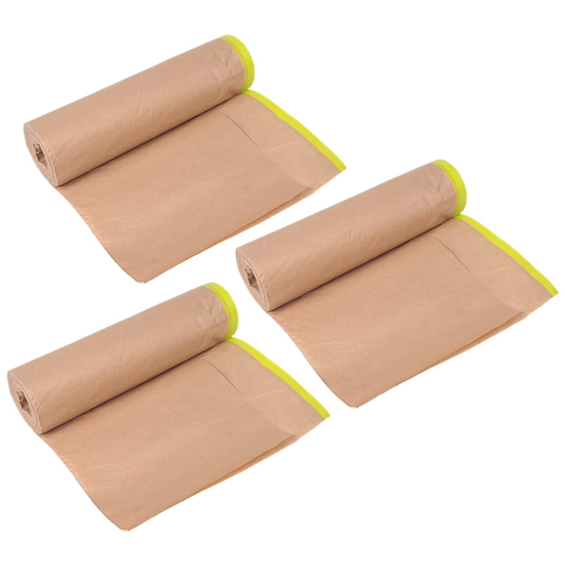 Pre-Taped Masking Paper for Painting, 18 Inchx50 Feet Paint Masking Paper, Tape and Drape Painters Paper, (3 Rolls)