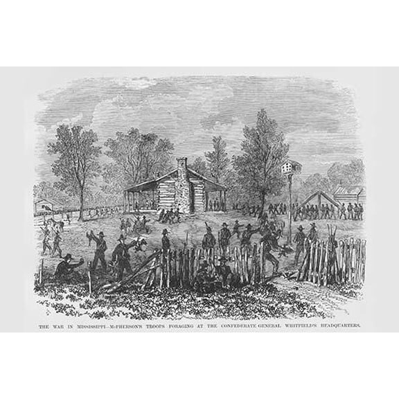 Foraging by McPherson's troops at General Whitfield's Confederate Headquarters-Fine Art Canvas Print (20" x 30")